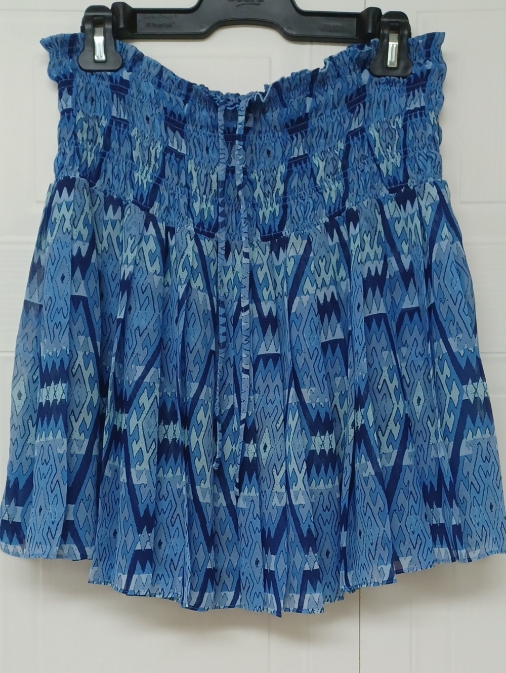 Joe fresh Blue Multi-Pattern Smocked Waist Skater Skirt
